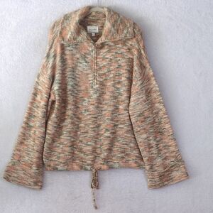 Line & Dot‎ Women's Heathered Half Zip Collared Oversized Sweater Size L